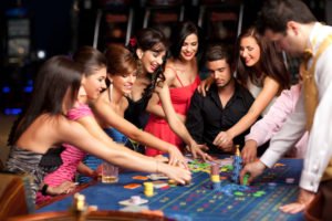 Friends playing at casino