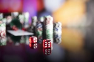 poker chips and dice at casino